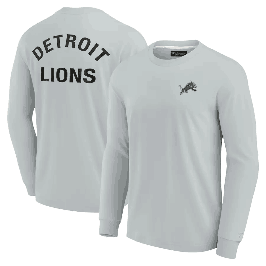 Men's Detroit Lions Grey Signature Unisex Super Soft Long Sleeve T-Shirt Men's Detroit Lions Grey Signature Unisex Super Soft Long Sleeve T-Shirt